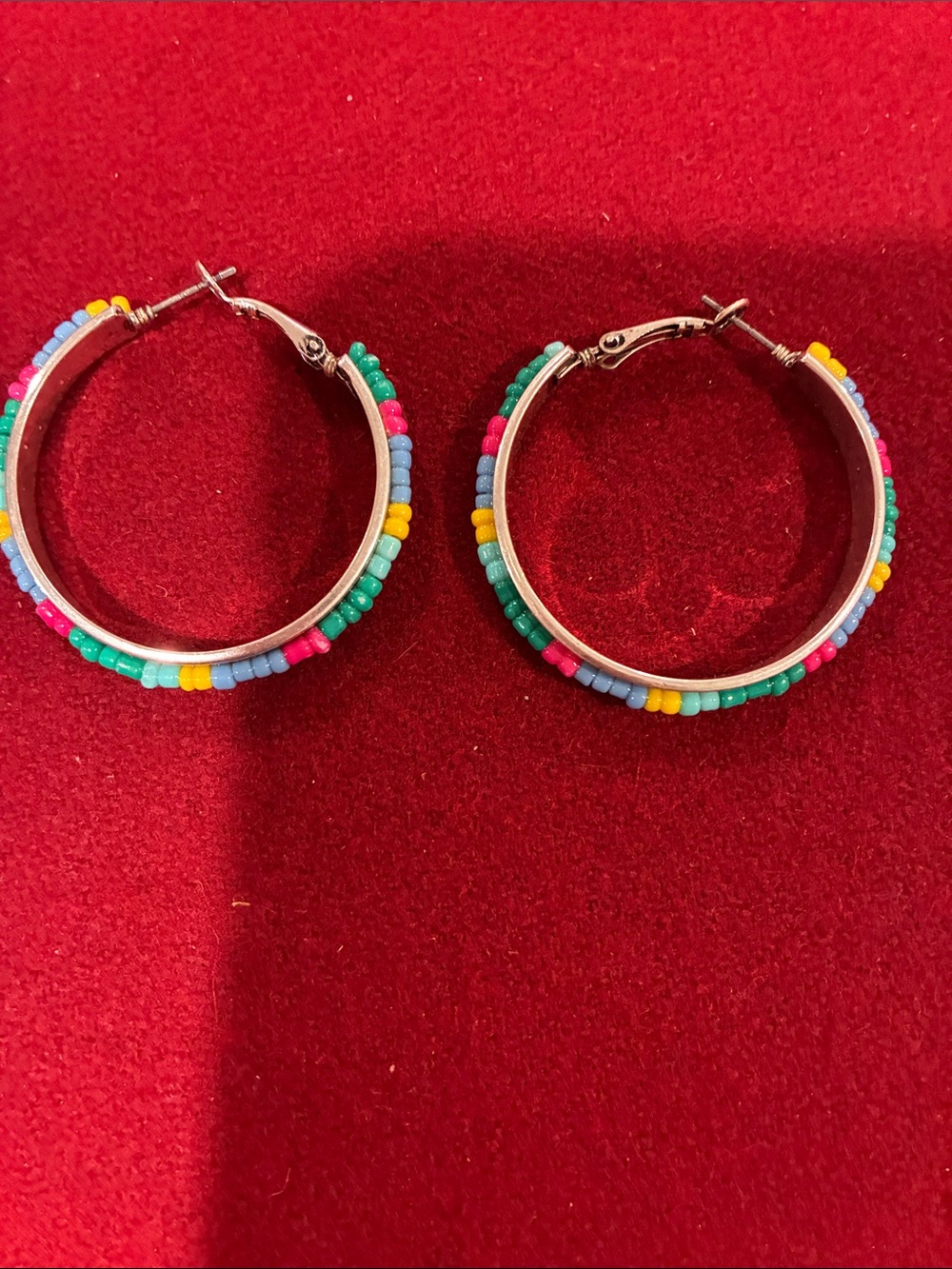 Multicolor Seed Bead Hoop Earrings